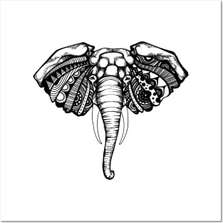 Elephant Illustration | Black and White Posters and Art
